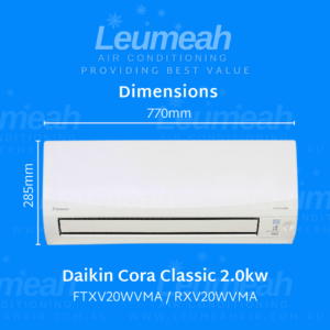 Daikin Cora Classic FTXV20WVMA RXV20WVMA Dimensions